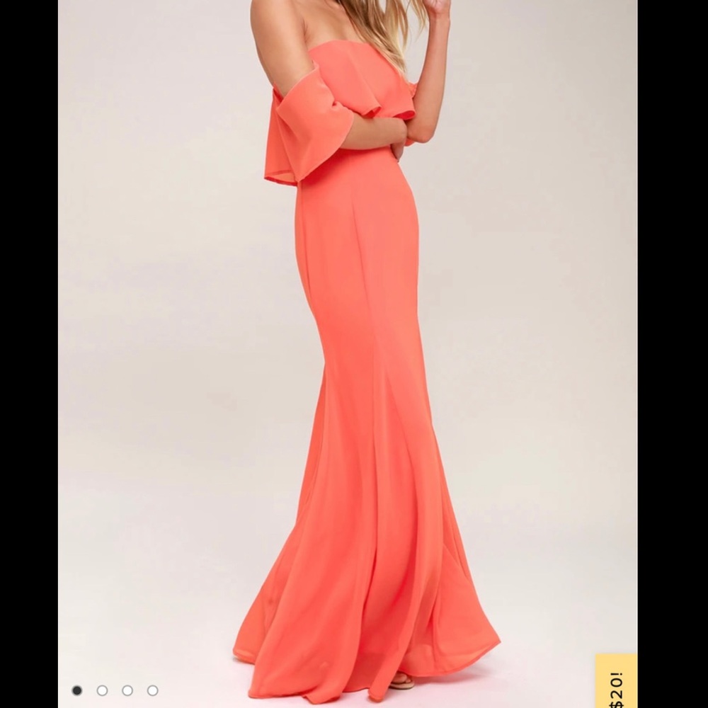 Lulu's All My 💗 Off-the-Shoulder Maxi Dress BNWT